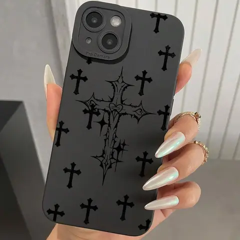 Cross Pattern Phone Case, Anti-drop Cellphone Protective Case, Shockproof Mobile Phone Cover Casing, Shockproof Protector for iPhone 11 12 13 14 15 Pro Max, TPU Smartphone Casing, Protective Covers