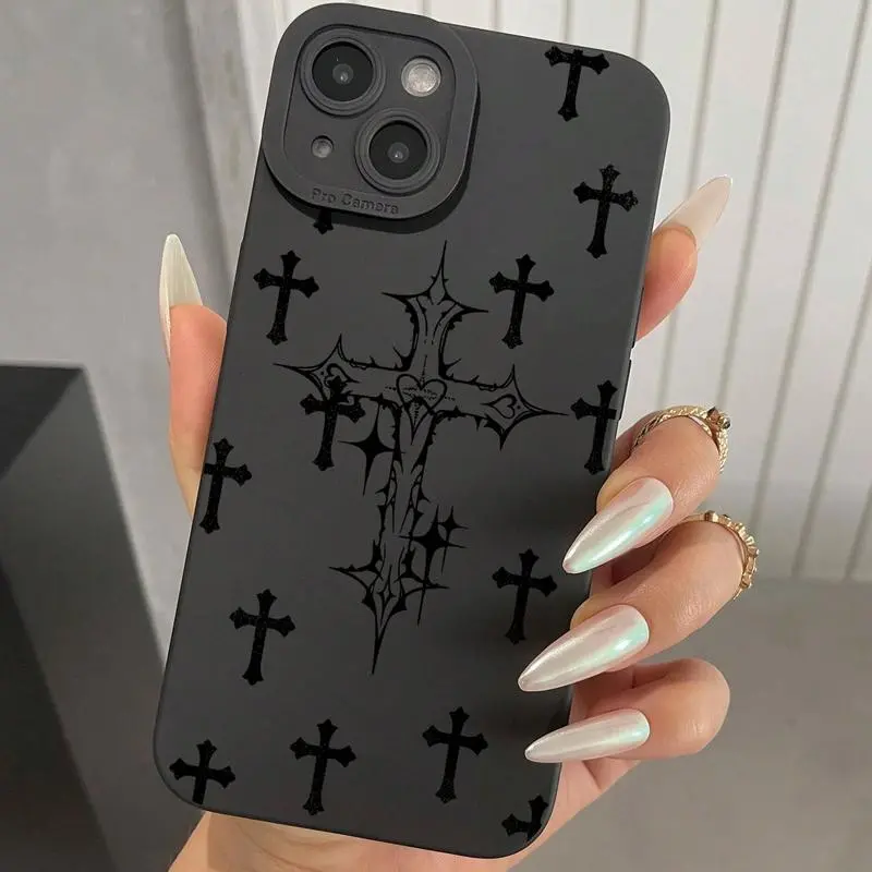 Cross Pattern Phone Case, Anti-drop Cellphone Protective Case, Shockproof Mobile Phone Cover Casing, Shockproof Protector for iPhone 11 12 13 14 15 Pro Max, TPU Smartphone Casing, Protective Covers