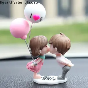 Car Decoration Cute Cartoon Couples Figure Figurines Balloon Ornament Auto Interior Dashboard Accessory for Girls Gifts Supply