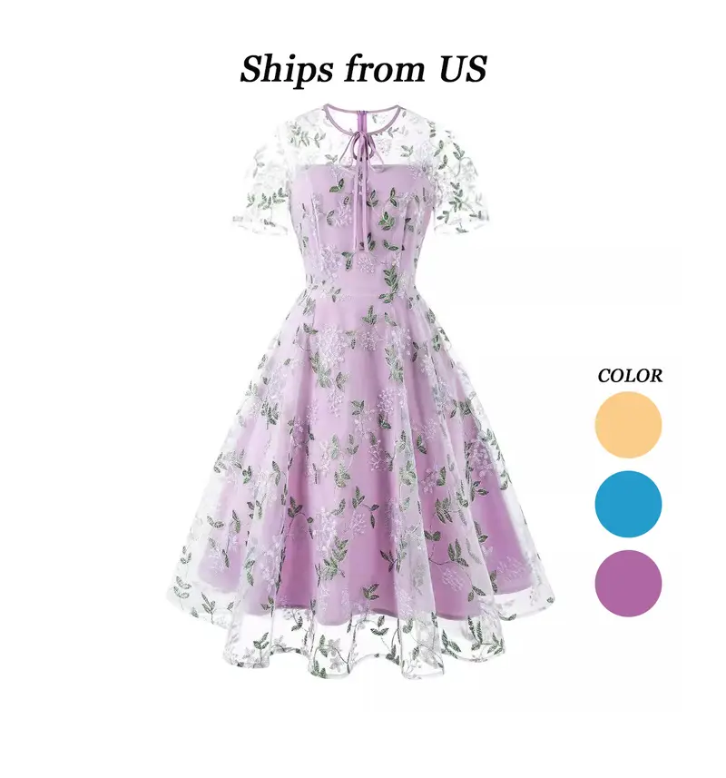 Light Blue Sheer Mesh Embroidered Floral Dress | Bow - Tie Straps & Vintage  Swing Skirt, Ideal for Summer Parties & Bridal Showers Casual Boho Chic  Casual Boho Soft Womenswear Breathable - TikTok Shop
