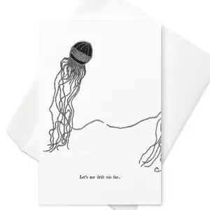 Jellyfish Farewell Card | Minimalist Goodbye Illustration | Let's Not Drift Too Far Sea Inspired Greeting Card