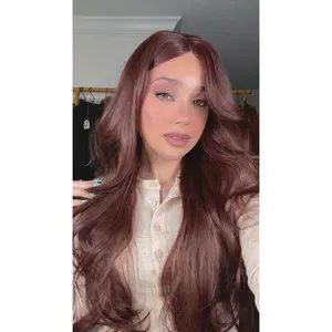 EllaRae | Natasha Style Wig | Free Parting Soft Monotop in Long Wavy Layered Burgundy Red