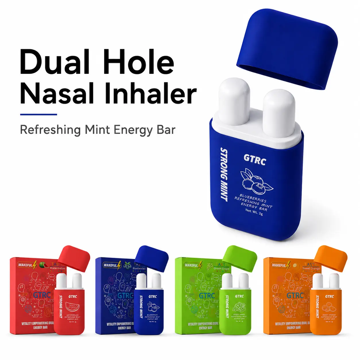 Natural Essential Oil Nasal Inhaler Stick - Double Hole Aromatherapy Inhaler with Herbal Mint Aroma, Portable Pocket Freshener for Refreshing Energy, Travel, Work & Study wellness