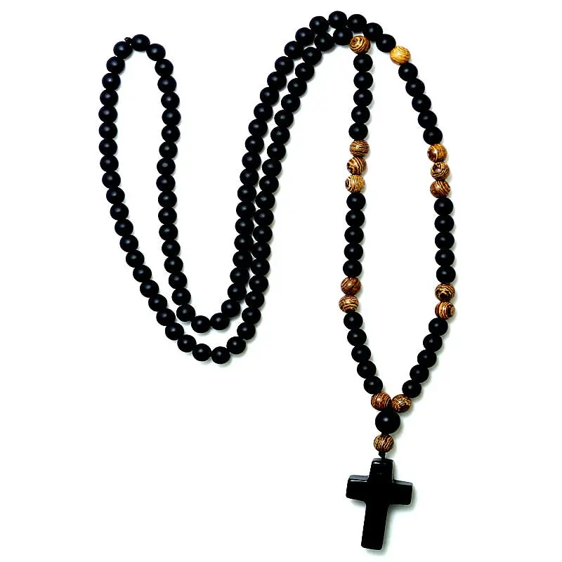 Protection Black Onyx Cross & Rosary Necklace