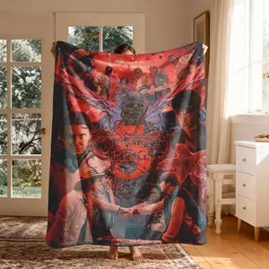 Stranger Things Theme Fleece Blanket, Large Size, Soft and Lightweight, Perfect for All Seasons, Ideal for Home, Office, Camping and Travel