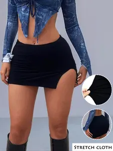 Women's Plain Skirt, Fashion Casual High Waist Fit Woven Mini Skirt for Daily Outdoor Wear, Women's Bottoms for Fall & Winter
