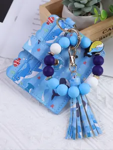Animal Series Wrist Keychain with Colorful Beads, Cute Cartoon Design Card Holder, Perfect Gift for Friends and Holidays, Keychain Wristlet Strap