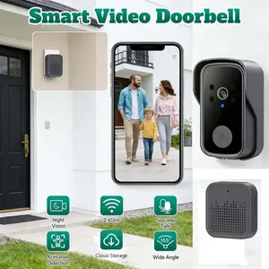 Tuya 2.4g Wi-Fi Doorbell with Camera, Two-Way Voice Call, Real-Time Motion Access, IR Night Vision, 4000mah Rechargeable Battery
