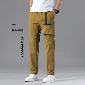 ABTOT Spring mountaineering sports softshell pants, men's outdoor quick-drying pants, loose straight leg fitness casual cargo trousers Menswear Beige Black Plain sweatpantsmen comfort sweatpants