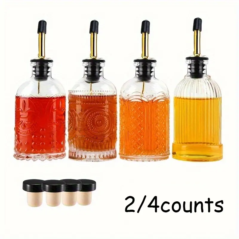 Glass Syrup Dispenser Set, Coffee Syrup Bottles, Kitchen Glass Bottle Dispenser, Olive Oil & Vinegar Storage Containers, Oil and Vinegar Dispenser Set, Ideal for Cooking, Kitchenware