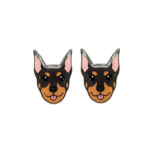 Doberman Black & Tan Stud Earrings