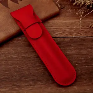 1pc Simple Solid Color Pen Cover, PU Pencil Pen Case, Portable Business Pen Protective Cover, Flip Storage Pencil Case, Creative Business Gift