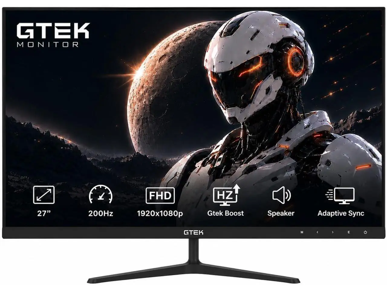 GTek 27 Inch 200Hz Gaming Monitor, Frameless Computer Monitor Full HD 1920 x 1080P, VA 1ms MPRT, VA Panel, FreeSync & G-Sync Compatible, HDMI/VGA, Build in Speaker for PC & Console Gaming