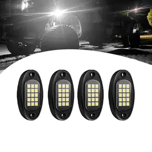 White Rock Light 4/10/12/16 pods 6000k Pure White Led Rocks Lights kit Ip68 Waterproof with Extension Wires for ATV Rv Utv SUV Offroad Pickup Trucks Golf Boat Cars Trailer Fender Underglow Lighting (White)