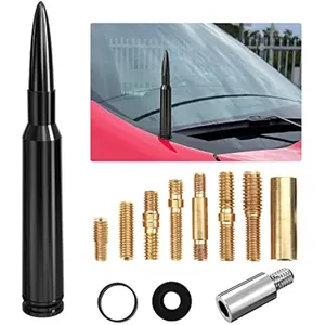 Bullet Antenna for Pickup Truck, 50 BMG Antenna 6061 Aluminum Short Design 50 Cal Compatible, More with 11 Adapters for Easy Installation Badass Trucks cal bullet antenna