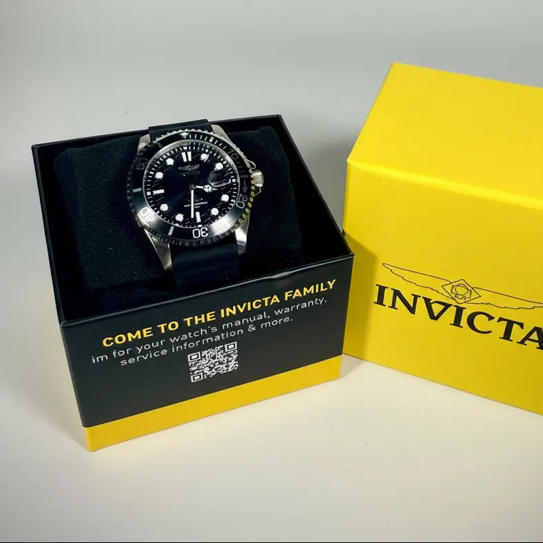 47161 Mens Pro Diver Stainless Steel Polyurethane Strap Black Dial 100m WR 48mm