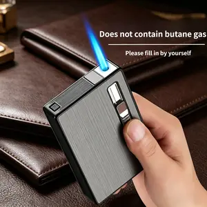 2026 Suitable for storing long and slender outdoor portable windproof lighters. Suitable for outdoor use in bedrooms and offices. USB rechargeable windproof lighter box. Ideal gift for men, friends on holidays or birthdays (Without Butane Gas)