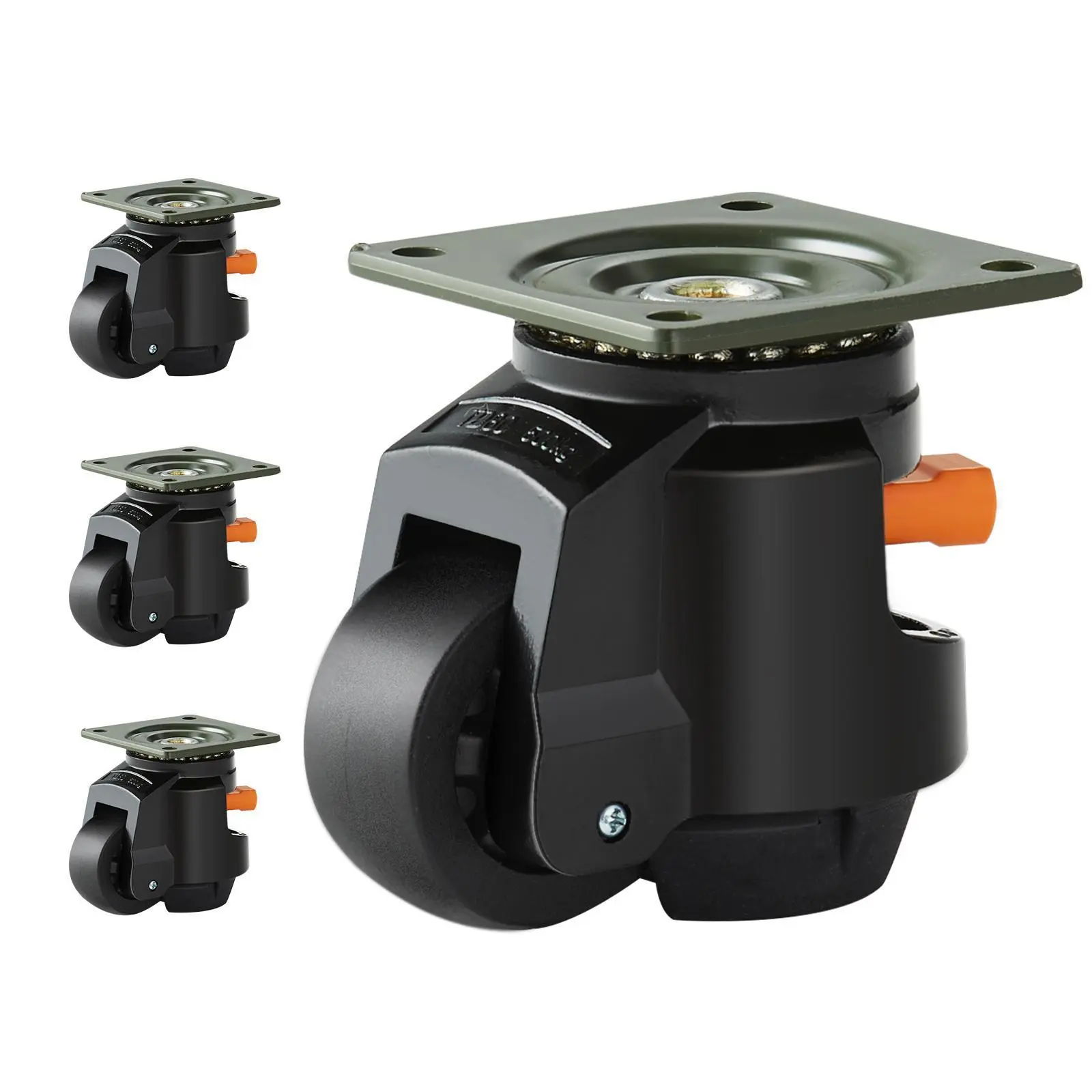 VEVOR Heavy-Duty Leveling Casters, Set of 4, 2200lb Total Load Capacity, 2.5in Swivel Wheels, Upgraded Handle Design, Adjustable Feet for Workbench, Machine#SohoChic