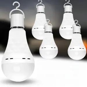 4 Pack Emergency-Rechargeable-Light-Bulb, Stay Lights Up When Power Failure, 1500mAh 15W 80W Equivalent LED Light Bulbs for Home, Camping, Tent (E27, with Hook) (Daylight)