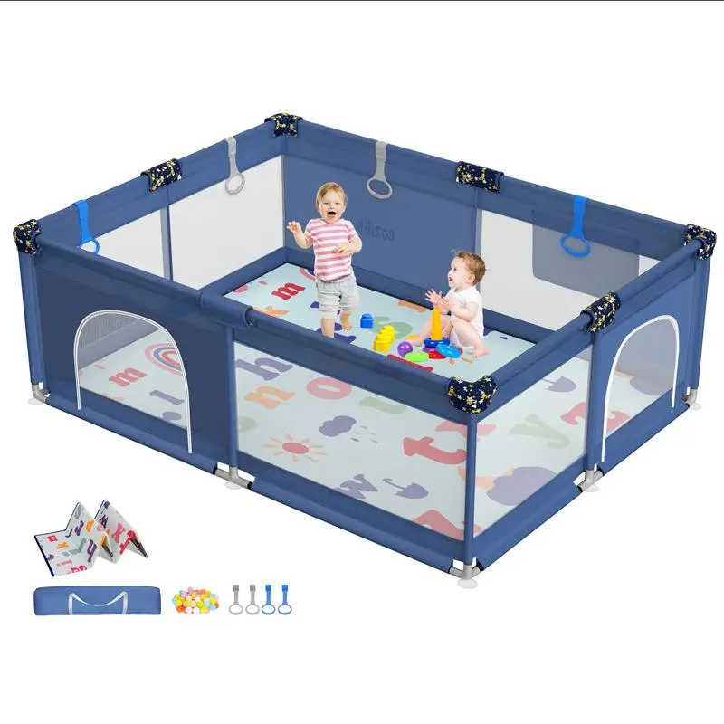 CoziBB BP01 Baby Playpen with Mat, 71" × 59" Extra Large Playpen for Babies and Toddler, Baby Fence Play & Sleep Area for Indoor & Outdoor #SummerVibes