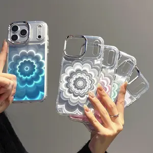 Holographic Floral iPhone Case with Metallic Camera Frame