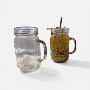 20oz mason jar style Custom Snow Globe Tumbler - Personalized Drinkware with Clear and Colorful Options - Bottle