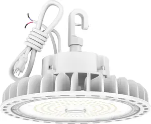 HYPERLITE UFO LED High Bay Lights 100W/150W/200W/250W(140lm/W) 5000K Low Bay LED Lights 1-10V Dimmable 5FT Cable with 110V Plug Hanging Hook Safe Rope UL Listed High Bay Light for Warehouse Gym Workshop Dealsforyoudays