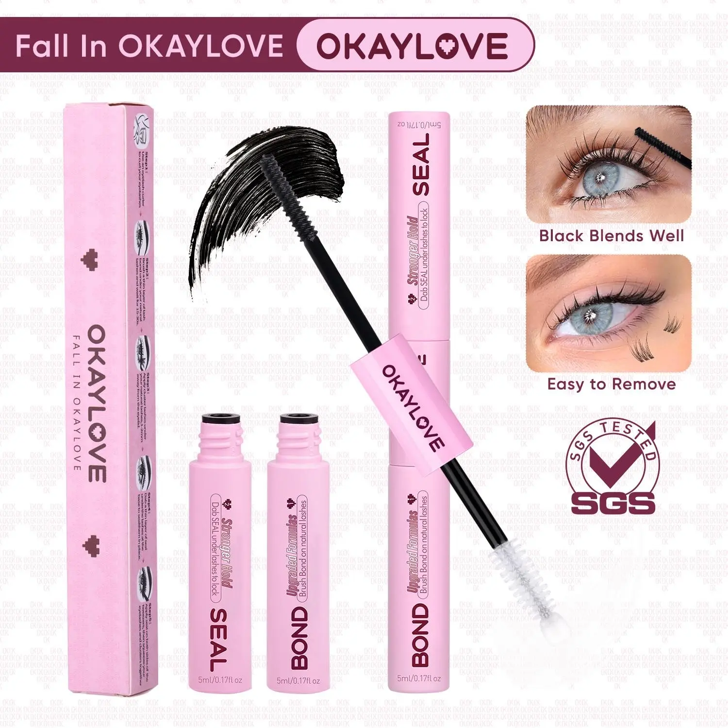 OKAYLOVE Cosmetic Lash Bond and Seal Kit - Black & White Lash Glue and Bond, Strong Hold False Eyelashes & Adhesives, Waterproof, Long-Lasting, Eyelash Bonding for Overnight Wear, Ideal Girl Gift for DealsForYouDays