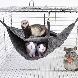 Large Ferret Hammock Hanging Tunnel Bed for Cage Fit Rats Chinchilla Grey