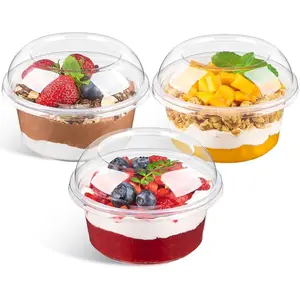50 Pack 12 Oz Plastic Dessert Cups with Lids, Acai Bowls Clear Party Serving Bowls for Parfaits, Snacks, Cakes, Fruits