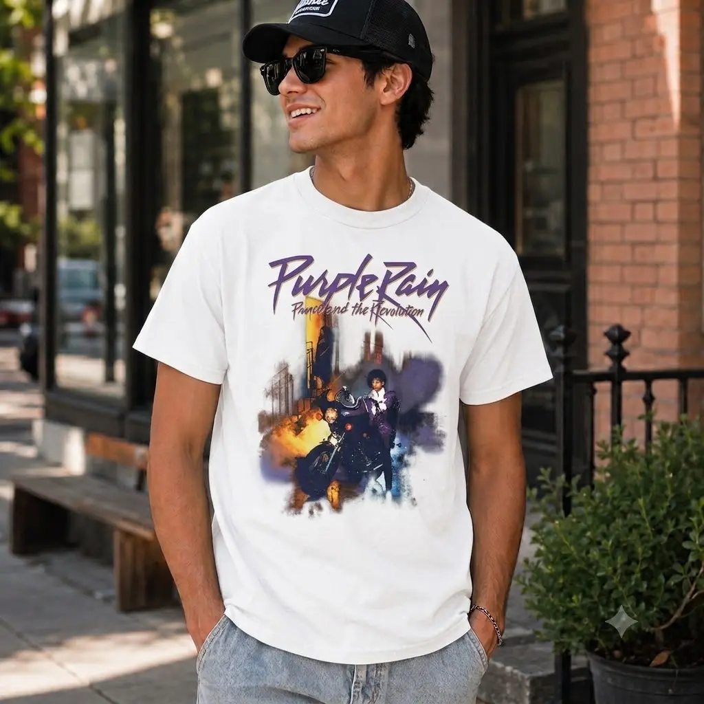 Prince Purple Rain Live T-Shirt, Vintage Music Band Graphic Tee,  Retro 80s Rock Band Shirt