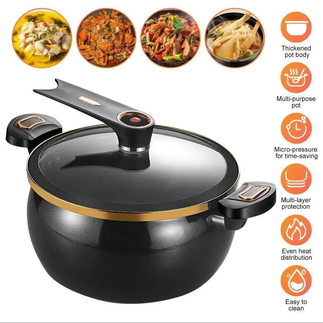 Micro Pressure Cooker 8.45Qt Nonstick Cooking Pot Fast Cooking Kitchen Cookware with Safety Valve Glass Lid for Gas Stovetop,home essentials