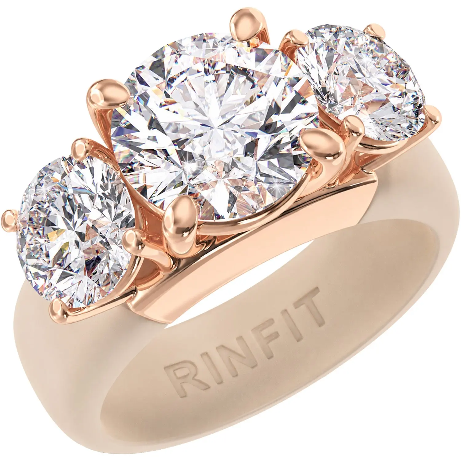Rinfit Silicone Ring with Three Round CZ Stones - Patented Rinfit Silicone Ring with Three Round CZ Stones - Patented