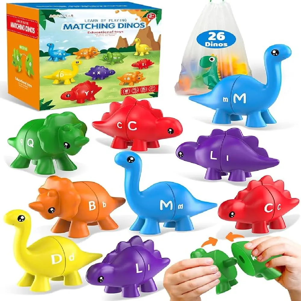 Dinosaur Alphabet  26 Letter Learning Toys for Toddlers 1-5, Preschool Montessori Educational Language Tool, Alphabet Tool Cards & Kids Learning Cards, Toddler ABC Letter Learn Letter, Educational Tool Skill Building,School Education Dino,learn letter sum