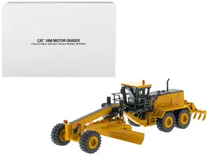 Diecast Masters CAT Caterpillar 24M Motor Grader Elite Series 1/125 Diecast Model with Real Rubber Tires & Detailed Interior Exterior Collectible Scale Replica