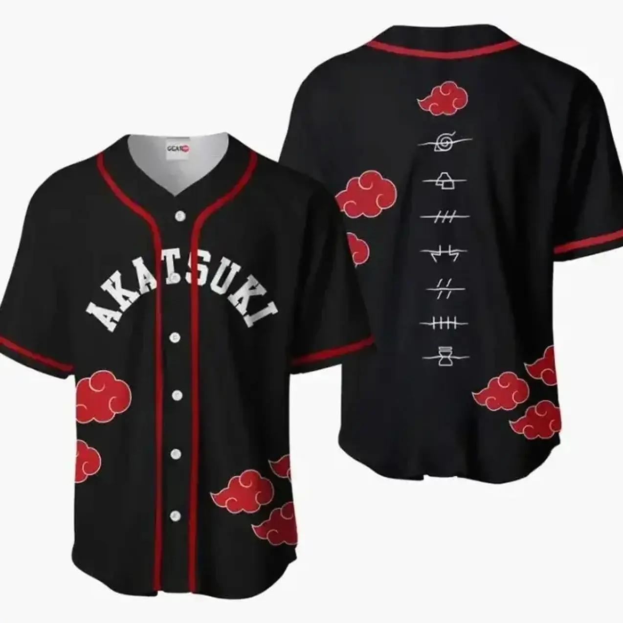 Akatsuki Naruto Otaku Cosplay Shirt Anime Baseball Jersey Anime Sport Jersey Shirt Summer Gift For Him and For Her Gift For Baseball Fan Lover