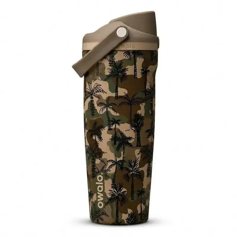 [Limited] Owala Palm Tropical Camo 30oz FreeSip Sway Tumbler, Stainless Steel Insulated Travel Cup with Straw, Leakproof Lid, Keeps Drinks Cold 24H