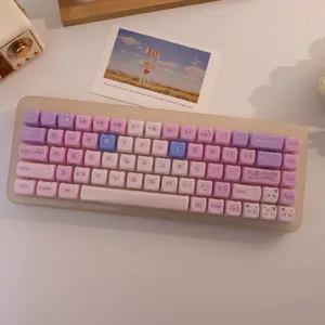 140 Key Pink Cat Keycaps, Pbt Material, Dye Sublimation, Mao Profile, Compatible with Mx Axis, Fits Keyboard Models 61/64/68/87/96/104/108