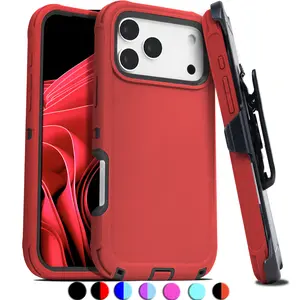 Heavy Duty Shockproof Holster Case for Apple iPhone 17 Air 16 15 Plus 14 13 12 Mini 11 Pro Max Cover with Belt Clip