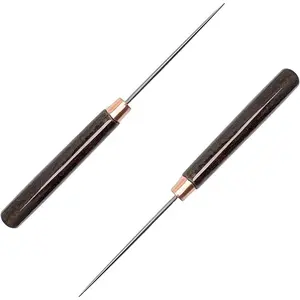 2 Pcs Scratch Awl Tool, with Wooden Handle, Leather Awl Punch Tool,Tailors Awl, for Punching Stitching Sewing, Awl Repair Tool for Leather Craft