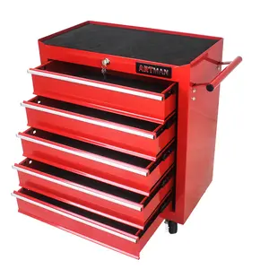 ARTMAN 5-Drawers Rolling Tool Cabinet with DetachableTop Universal Lockable Wheels Protective Liner Auto LockMetal Tool Storage Cart for Garage Workshop
