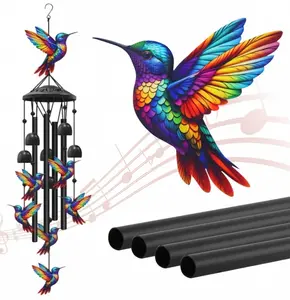 Metal Hummingbird Wind Chimes - Outdoor Hanging Home Decor for Garden, Yd, Patio - Thoughtful Housewarming, Birthday, Memorial Gift for Adults