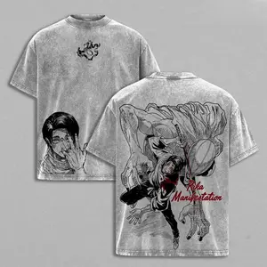 Yuta Okkotsu Washed Tee – Jujutsu Kaisen Culling Game Arc Rika Cursed Spirit Copy Technique Anime Manga Graphic Double Printed T-Shirt, Menswear Heavy Cotton Unisex Oversize Streetwear Vintage, Hoodie & Sweatshirt