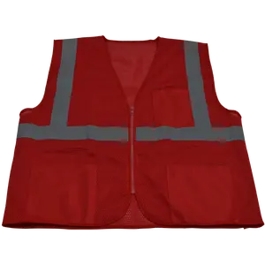 212 MAIN Men's Petra RVM-S1-L-XL 2 in. Red Mesh Work Safety High Visibility Waistcoat - Reflective Tape, 3 Pockets, Zip Closure, Large/Extra Large Sizes, Work Safety Vest