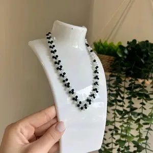 Black and White Crystal V-Shape Choker Necklace