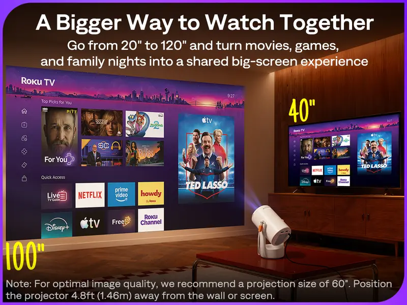 Projection sizes and recommended setup