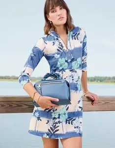 Nora Half‑Zip Dress – Serpentine Floral Pane Blue