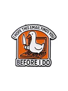 Funny Duck Quote Enamel Pin, Fashionable Cartoon Animal Design Badge, Unisex Stylish Clothing Accessory, Perfect Gift for Friends and Colleagues, Durable Metal Pins