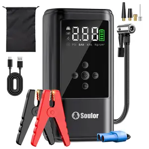 Soulor 5-in-1 Car Jump Starter with Air Compressor & 160PSI Tire Inflator, Portable Power Bank, LED Light & SOS for Car Emergency & Outdoor Camping