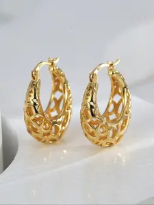 Women's Elegant Hollow Out Design Hoop Earrings, Fashion Jewelry for Party, Daily Clothing Decor, Trendy All-match & Exquisite Jewelry for Birthday Gift